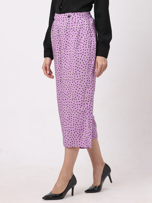 Stylish Pale Pink Polka-Dotted Culotte Pants For Women