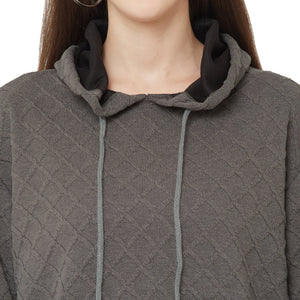 Grey Sweatshirt with Hood for Women