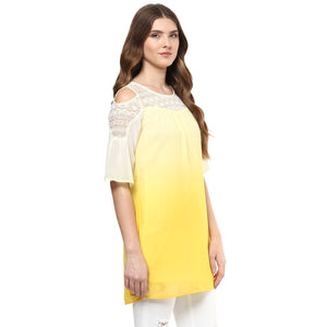 Yellow Solid With Cold Shoulder Tunic