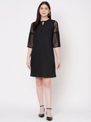 Black Dress With Net Sleeves