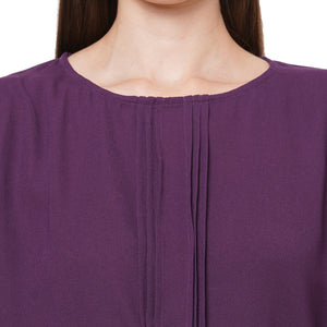 Purple Solid Top With 3/4Th Sleeves
