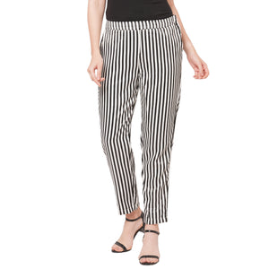 Black Striped Pant For Women