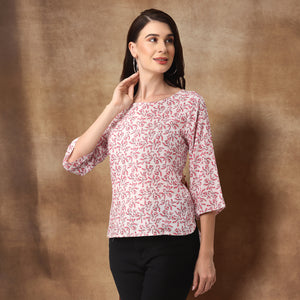 Stylish Pink Floral Western Top for Women