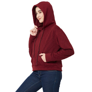 Maroon Sweatshirt with Hood for Women