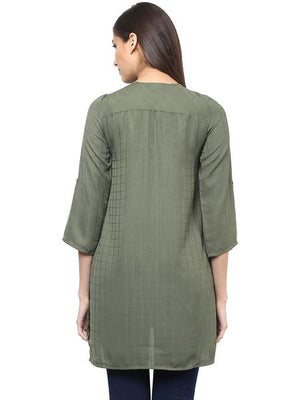 Front Zip Solid Tunic