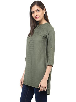 Front Zip Solid Tunic