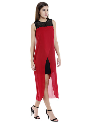 Red Solid  Maxi Dress