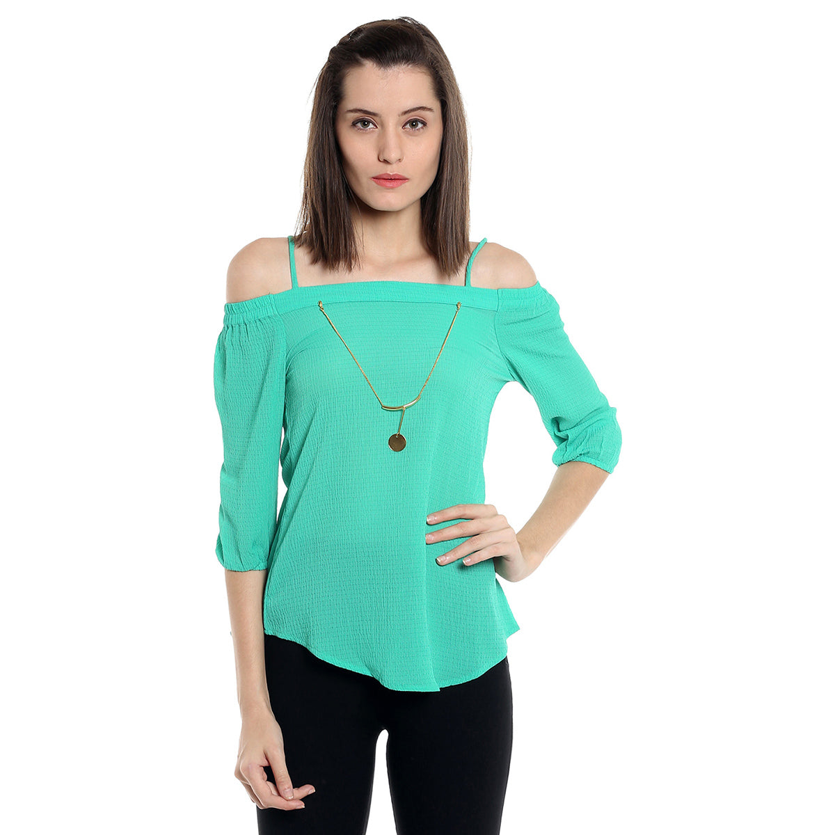 Plain Green Top with shoulder strap 