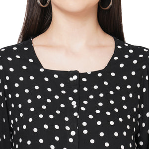 Black Polka Dot Printed Top For Women