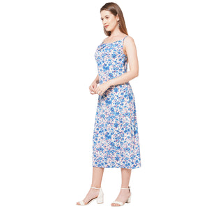 Multicolor floral printed cowl neck dress for women