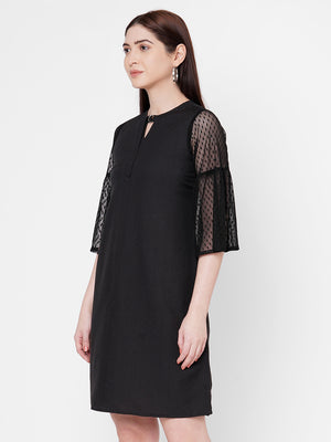 Black Dress With Net Sleeves