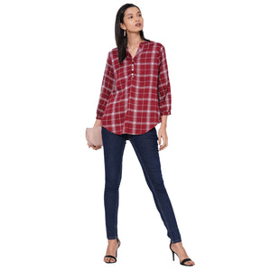 109F Maroon Checkered Top