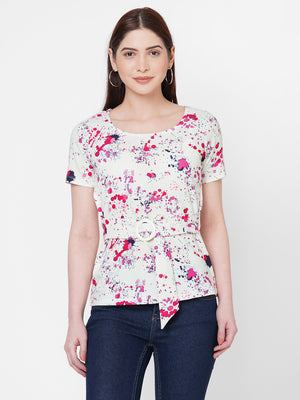 Birch Printed Top With Belt
