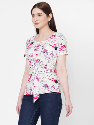 Birch Printed Top With Belt