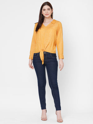Yellow Solid Top With Front Knot