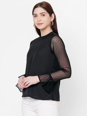 Black Top With Net Sleeves