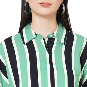 Striped Short Sleeves Shirt For Women