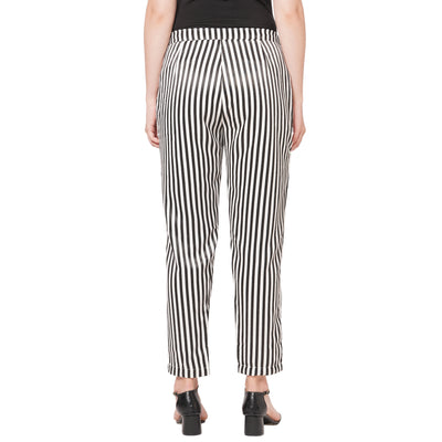 Buy STRIP-E DOWN BLACK TROUSERS for Women Online in India
