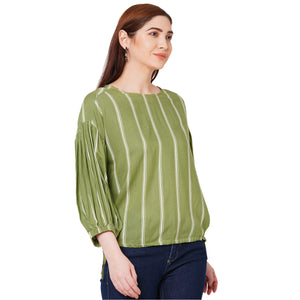 Green Striped Top for Women